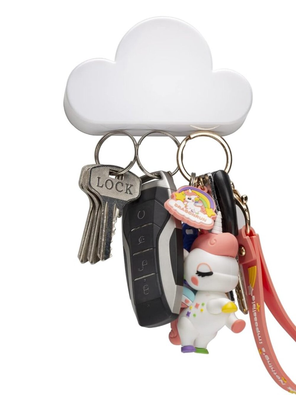 White Cloud Magnetic Wall Key Holder - Easy to Mount - Powerful Magnets Keep Key